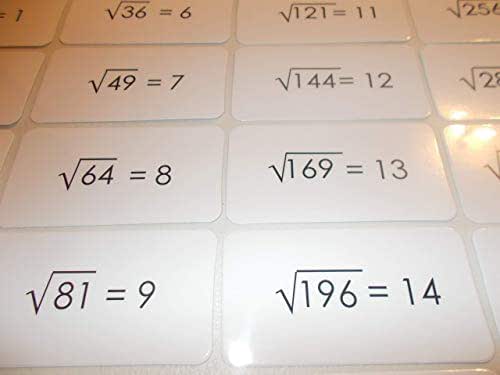 Amazon.com: 22 Laminated Square Root Math Flashcards.: Handmade