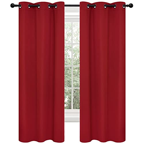 Deconovo Red Curtains for Bedroom, Curtains 84 Inches Long Grommet Room