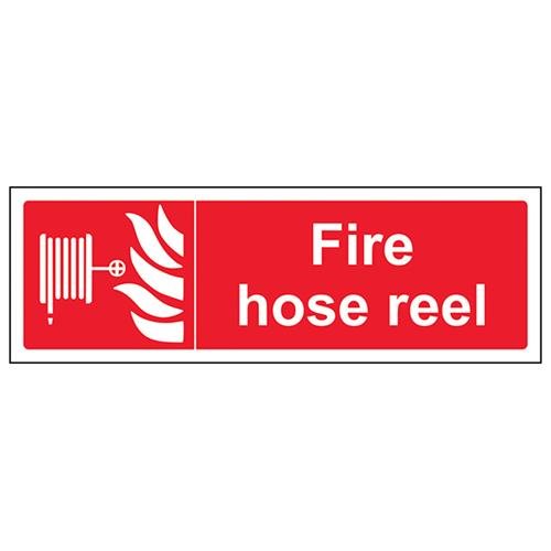 V Safety Fire Hose Reel Sign - 300mm x 100mm - 1mm Rigid Plastic