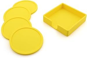 Food Grade Silicone Coaster4-Piece Thick Heat Insulation Mat Set With Stand, 3.94in Tea Coaster