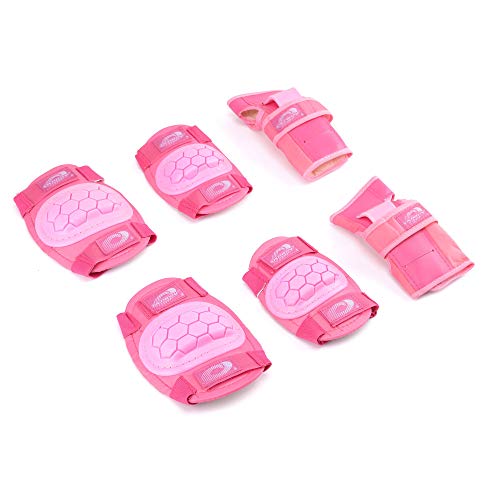 Osprey Kids' Skate Bmx Pads - Knee, Elbow and Wrist Protective Set - 6 Piece Scooter Streetsport Pad Set - Pink - Small