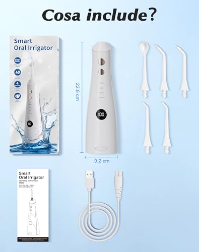 Dental Water Flosser 2025 Test Winner 5 Jet Nozzles and 4 Modes, Dental Hygiene and Interdental Cleaning, Oral Hygiene, Large Tank, IPX7 Waterproof for Home and Travel