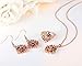 BAMOER 18K Rose Gold Plated Multicolor Cubic Zirconia Flower Earrings Necklace Ring Set for Women Girls CZ Jewelry Sets Size 6 Ring
