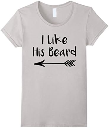 Women's  I Like Her Butt T-Shirt I Like His Beard - Couple Small Silver