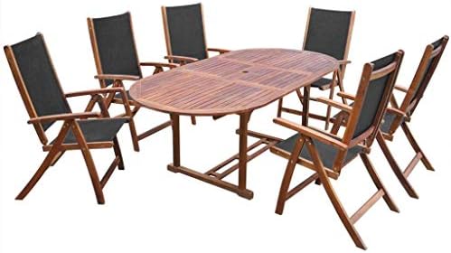 Roderick Irving Outdoor Furniture Outdoor Dining Set 7 pcs Acacia Wood Extendable Table Folding Dining Table Set Table size: (150-200) x 85 x 75 cm (L x W x H)