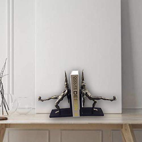 MQW Modern Minimalist Figure Sculpture Resin Bookend Magazine Shelf Living Room TV Cabinet Bedroom Hotel Cafe Bookstore Desktop Decoration 21.5 8 28.5CM Delicate and Beautiful (Color : Brass) - Thumbnail 4