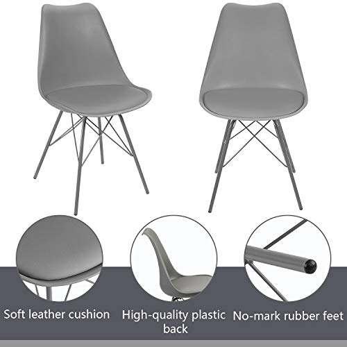 JUMMICO Kitchen Dining Chair with Soft Padded Mid Century Shell Side Chair Armless Tulip Chair