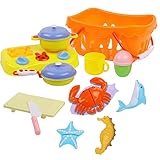 ToyerBee Kids Play Food & Pretend Play Cutting Kitchen Toys-Outdoor Sand Toys Basket-Educational Preschool Toy Assortment-sea Creature Toys-Birthday Gift Girls Boys