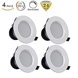 B-right Pack of 4 Units 3W 3-inch Dimmable Recessed LED Downlight, 250lm, 25W Incandescent Equivalent, 5000K Cold White, LED Recessed Ceiling Lighting, LED Ceiling Downlight
