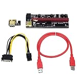 VER-009S-6-Pack-PCIE-Riser-1X-to-16X-Graphics-Extension-for-GPU-Mining-Powered-Riser-Adapter-Card-by-BAY-Direct-60cm-USB-30-Cable-4-Solid-Capacitors-Two-6PIN-and-Molex-3-Power-Options