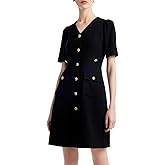 GOELIA Women's Triacetate Mini Dress Summer Business Casual A Line V-Neck Button Dresses for Wedding Guest Teacher Work
