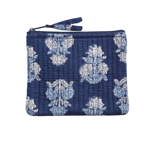 Mud Pie Women's Cornflower Navy Block Print Small Case