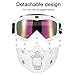 KKmoon Mortorcycle Mask Detachable Goggles and Mouth Filter for Open Face Helmet Motocross Ski Snowboard (White)
