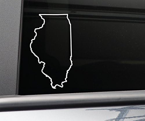 Illinois Vinyl Decal Laptop Car Truck Bumper Window Sticker, 6.5" x 3.5", White