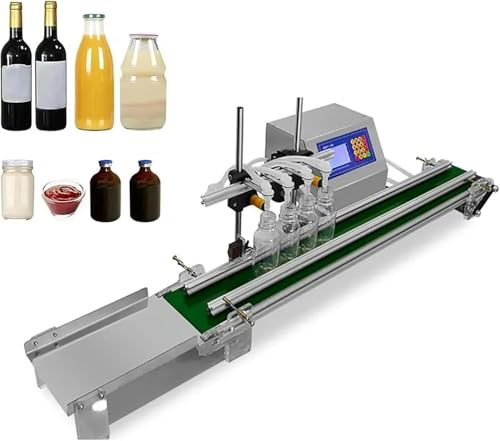 XFYGQTOM 4 Head Automatic Liquid Filling Machine with Conveyor Belt, Filling Height Adjustable 4-25cm, Suitable for Water, Beverage, Perfume, Wine, Soy Sauce, 3.2L/min~“