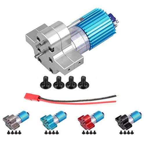Leoie Premium New 370 Brushed Motor with Alloy Heat Sink Gear Box Set for WPL Henglong C14 C24 B14 B24 B16 B36 4x4 6x6 Upgraded Parts Gearbox Assembly (Silver) - Thumbnail 2