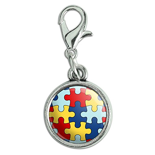 GRAPHICS & MORE Autism Awareness Diversity Puzzle Pieces Antiqued Bracelet Pendant Zipper Pull Charm with Lobster Clasp