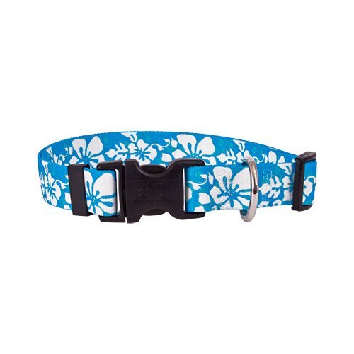 Island Floral Blue Dog Collar - Size Large 18