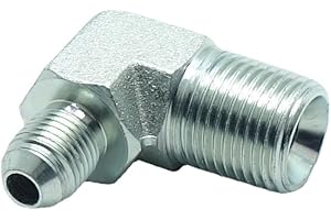 CDQBWKJGFJ 1 Piece 3/8" Male JIC (9/16"-18 Tpi) x 1/2" Male NPT Hydraulic Fitting 37° Flare to 90° Elbow Pipe Adapter