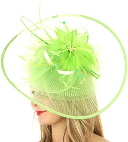 fashion2100 Fan Style Feather Fascinator Lime