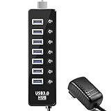 Superspeed Usb Hub 3.0 Powered 7-Port 1 Charging Port with Power Adapter