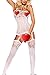 Women's Sexy Lingerie Fishnet Open Crotch Body Stocking Bodysuit Nightwear (White)