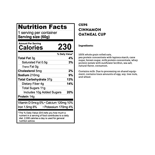 Kodiak Cakes Instant Oatmeal Cups Cinnamon High Protein Oatmeal Cup