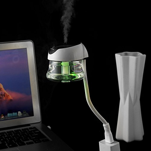 Uselili USB Mini Fragrance Humidifier for Home Office Car Air Freshener with Colour Light,360°Rotation Micro Cable