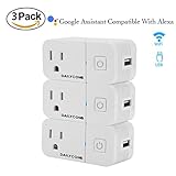 Smart Plug,Compatible With Alexa & Google Assistant, USB Charger (5V 2.1A), DAILYCOMB Wi-Fi Mini Smart Outlet With Timing Function, No Hub Required Easy Connection With Amazon Echo Google Home(3 PACK)