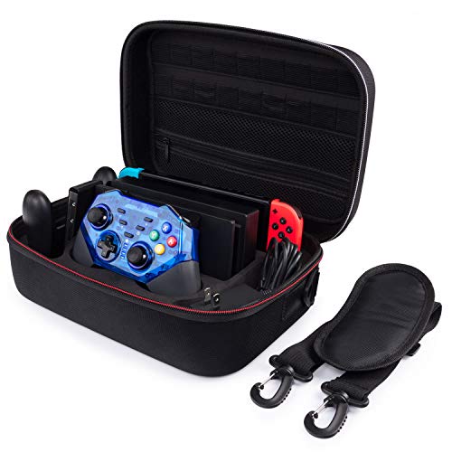 Carrying Case for Nintendo Switch - Deluxe Hard Shell Travel Storage Case for Switch Console, Switch Dock, AC Adapter, HDMI Cable, Pro Controller and 10 Game Cartridges - Thumbnail 7