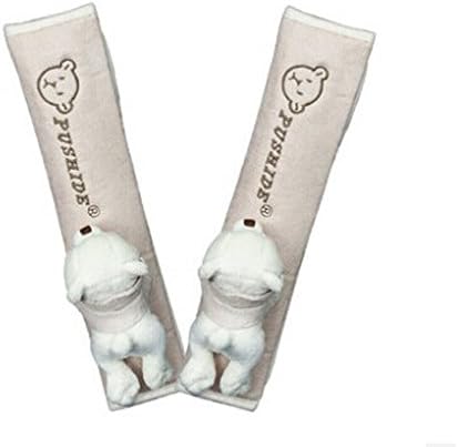 Hot Sale Bear Doll- Safe Car Soft Seat Belt Strap Cover, A Pair, Apricot