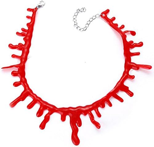 MTFS Halloween Theme Party Horror Blood Drip Slit Bleeding Wound Halloween Necklace (Red)