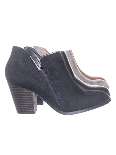 City Classified Women Chelsea High Stack Heel Ankle Bootie w Elastic Side Slit