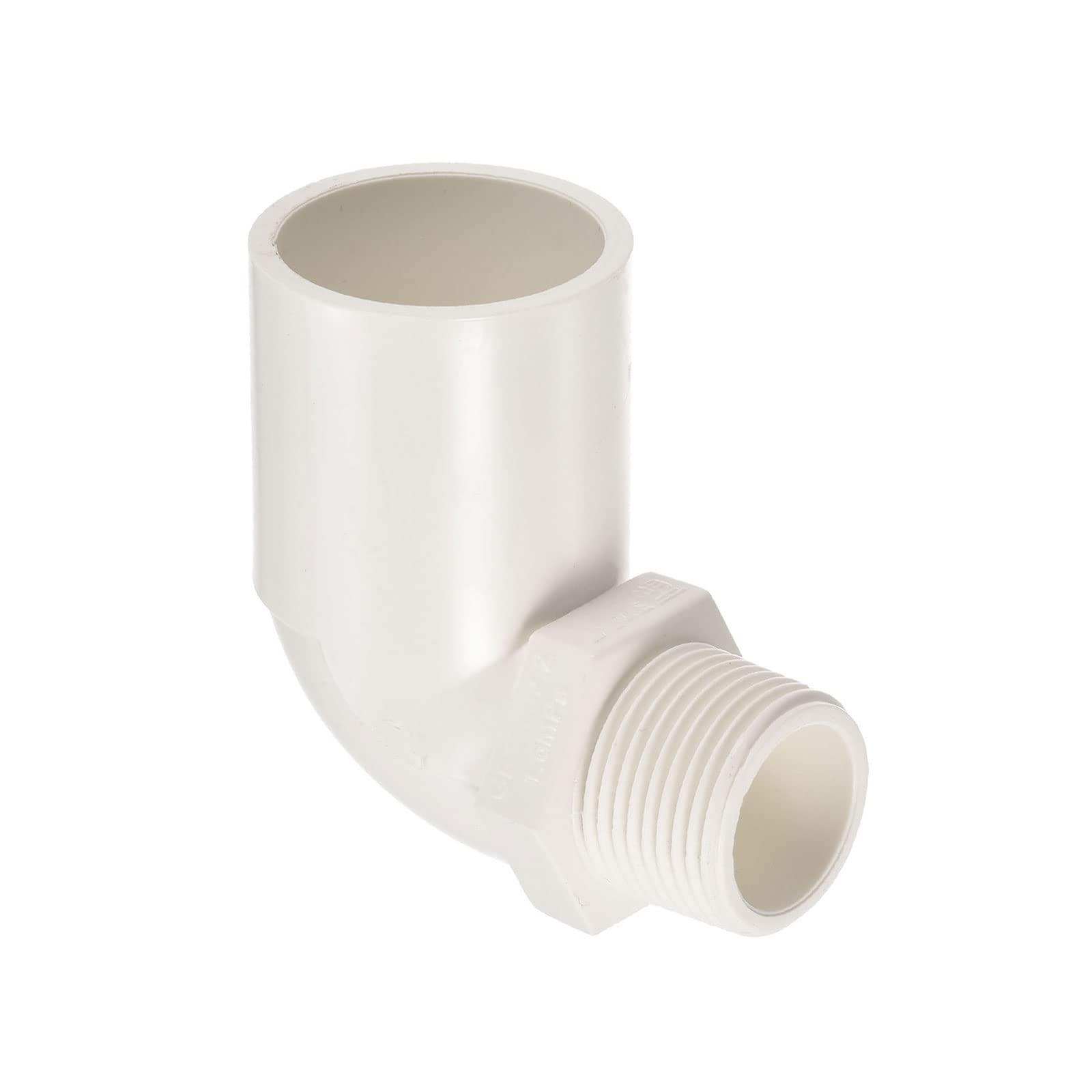M METERXITY 1 Pack G3/4 Male Thread Pipe Fitting - PVC Water Tube Connector Adapter, Elbow Coupling, Apply to Outdoor/Garden/Swimming Pools (1.26 Inch, White)
