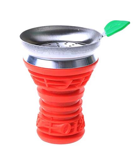 Silicone covered Metal Shisha Hookah Head Bowl with charcoal tray Silicon Music Note Design (RED)
