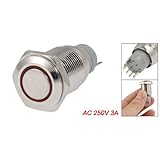 Amico Angel Eye RED Led Light 16mm 12V Metal Momentary Push Button Switch