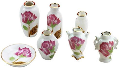 Diadia 1/12 Mini Dollhouse Furniture Cabinet Miniature 7 x Ceramic Kids Toy Mini Creative Simulation Decoration Doll-House (A)