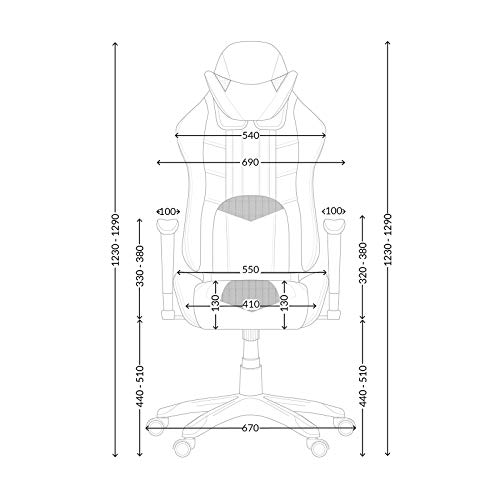 Diablo-X-Ray-Sedia-Gaming-Poltrona-da-Ufficio-Braccioli-2D-Design-Ergonomico-Perforazione-Finta-Pelle-Funzione-di-Inclinazione-Portata-Fino-a-150-kg-Nero-Rosso-L