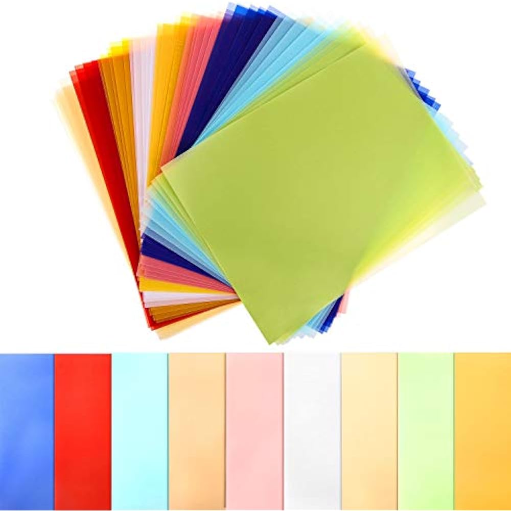 Colored Vellum Paper 8.5 X 11, Cridoz 45 Sheets 9 Colors Transparent