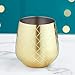 VonShef Gold Stemless Wine Glasses, Etched Gold Stainless Steel, 12oz Cups, Set of 4 Wine Tumblers with Gift Box