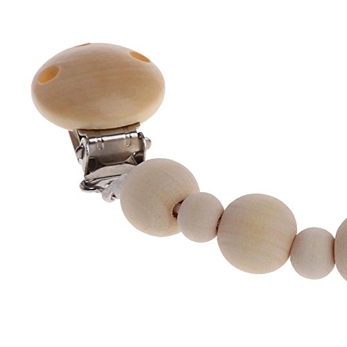 image for Aolvo 5pcs Baby Pacifier Clip Holder for Unisex Baby with Nature Woode