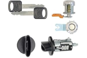 Fast Auto Keys New Fits Select Ford Lincoln Ignition Switch Lock Cylinder + Pair (2) Door Lock Cylinder W/2 Ford Oval Logo Keys & Key Chain