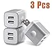 USB Wall Charger, USINFLY 3-Pack 2.1A/5V Dual USB Block Wall Charger Box Plug Power Adapter USB Charging Block Cube for iPhone X 8 7 6 6S Plus 5S 5 SE, iPad, Samsung Galaxy S7 S6 S5 Edge, LG, HTC