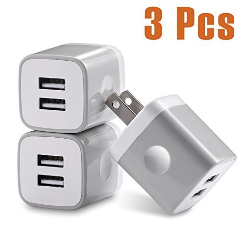 USINFLY USB Wall Charger, 3-Pack 2.1A/5V Dual Port Wall Charger USB Plug Charging Block Charger Cube Power Adapter Compatible with iPhone 8/7/6S/6S Plus, X Xs Max XR, Samsung, Android, and More USINFLY USB Wall Charger, 3-Pack 2.1A/5V Dual Port Wall Charger USB Plug Charging Block Charger Cube Power Adapter Compatible with iPhone 8/7/6S/6S Plus, X Xs Max XR, Samsung, Android, and More