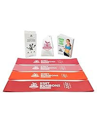 Juego de 4 bandas elásticas de resistencia de goma para entrenamiento de gimnasio, 12.0 in, para ejercicio, piernas, glúteos, brazos y glúteos, para estiramiento de fitness, terapia física, con libro electrónico y bolsa de transporte