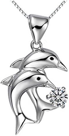Generic Classic Double Dancing Elephant Cubic Zirconia Pendant Necklace