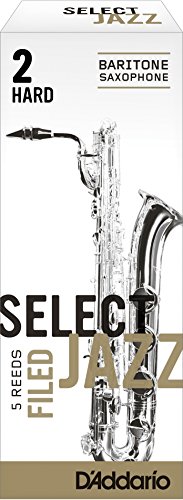 Rico Select Jazz Baritone Sax Reeds, Filed, Strength 2 Strength Hard, 5-pack
