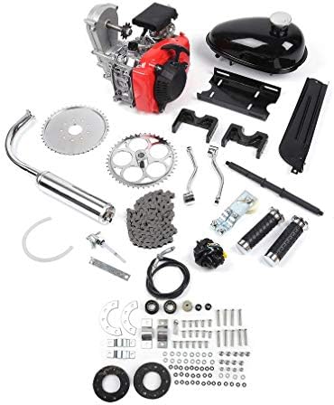 49cc 4 Stroke Gas Engine Motor Kit, Blackpoolfa 2.1HP Air-cooled Single Cylinder DIY Motorized Bicycle Cycle Engine Complete Set for 26inch Bikes