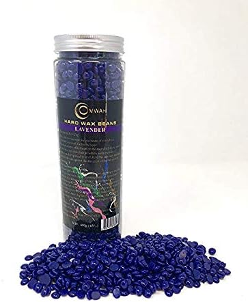 All Purpose Painless Body Hard Wax Beans Beads Depilatory Refill Waxing Hair Remover No strip Removal Jar in Lavender for Face, Body, Eyebrow, Nose, Leg Brazilian Bikini 14.10 oz By Omwah