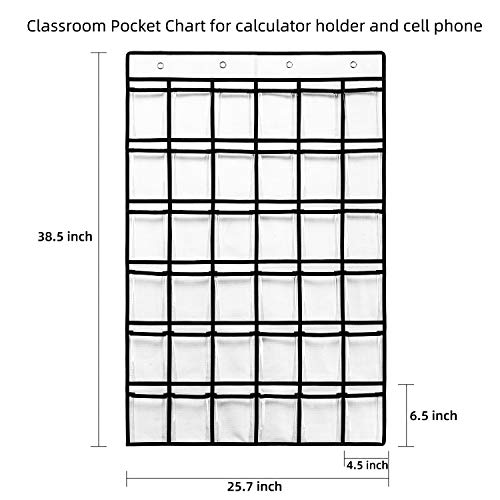 SAVERHO Classroom Pocket Chart for Cell Phone and Calculator Holder, 36